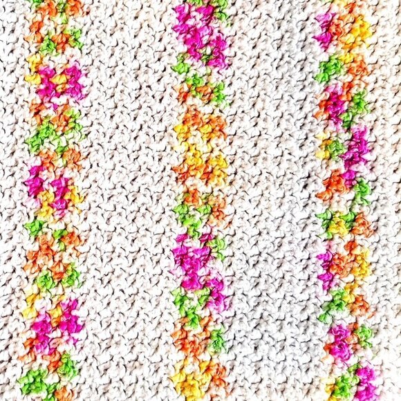 Handmade Floral Stripe Baby Blanket - Picture 4 of 4